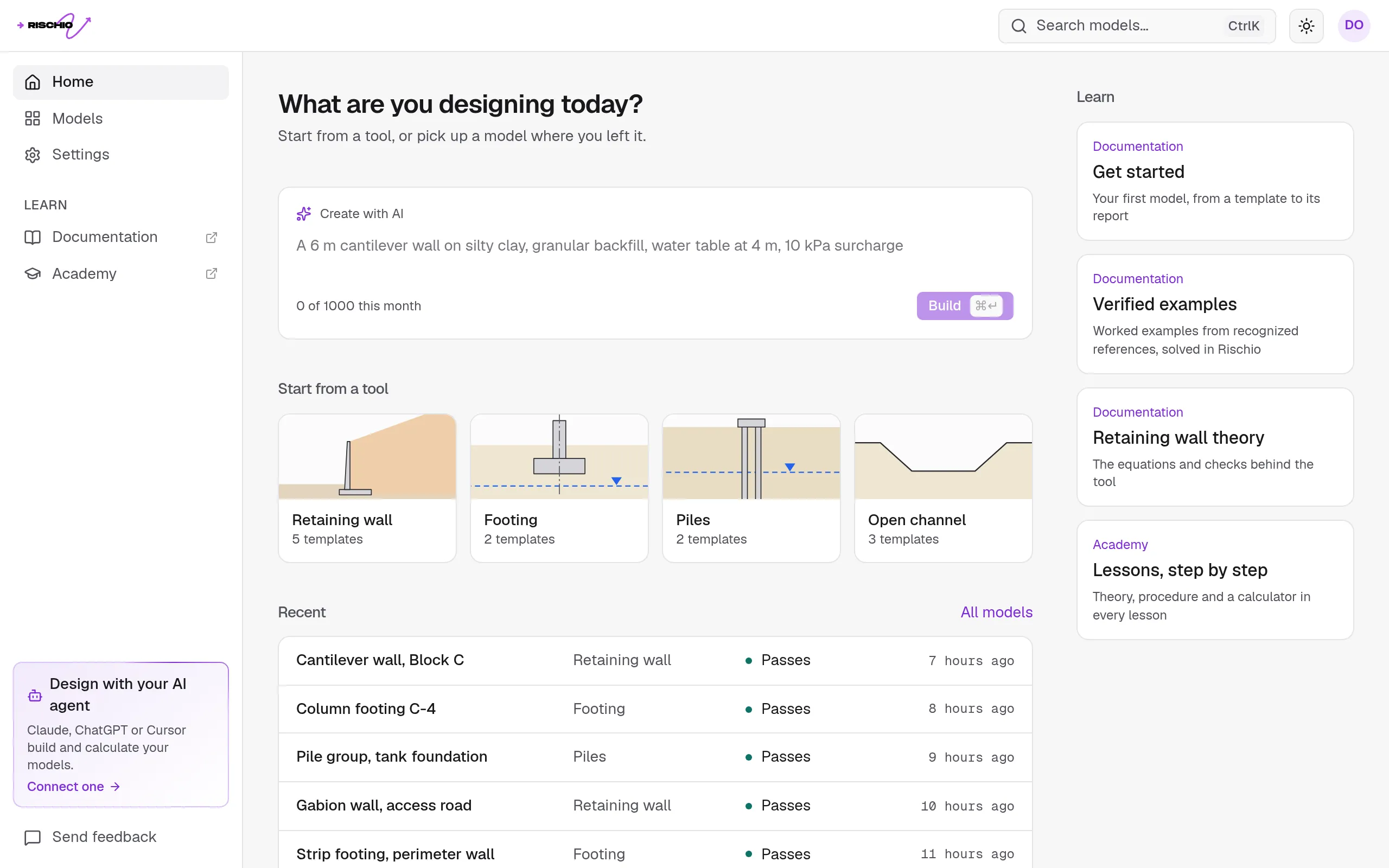 El inicio del estudio: la caja Create with AI, las cuatro herramientas para empezar y los modelos recientes